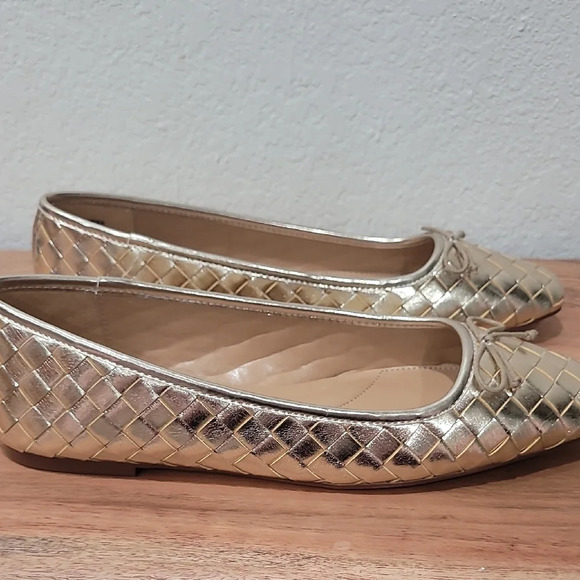 Gold Woven Ballet Flats - Picture 3 of 6